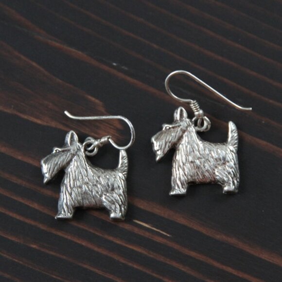 Sterling Dog Earrings Scottish Terrier - Picture 3 of 5